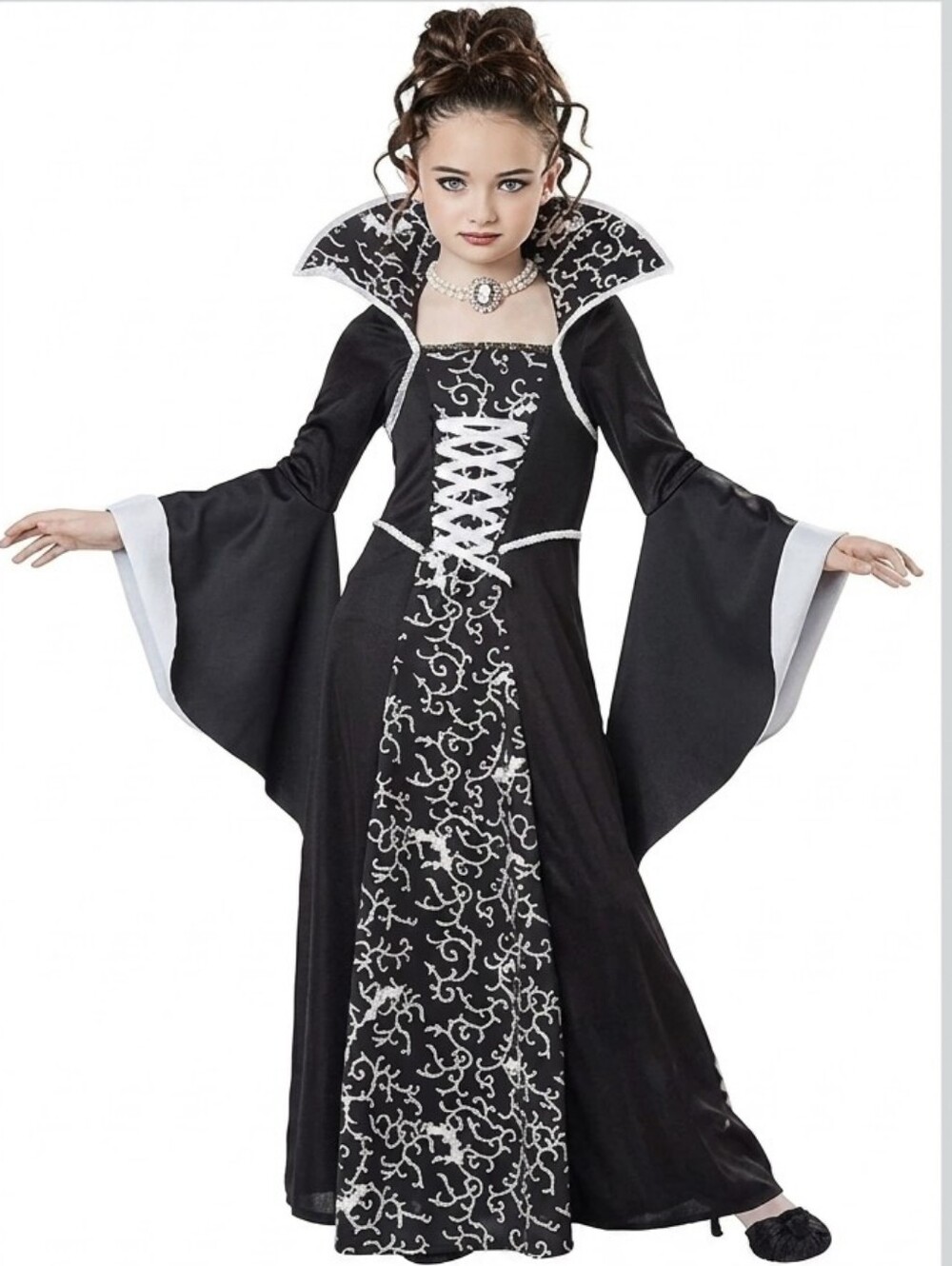 Spirit Halloween Midnight Vampire Costume Dress Choker Girls Medium 8 10 Goth